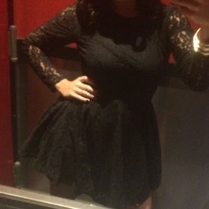 Black lace short dress.
